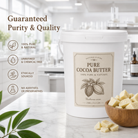 Beurre de cacao pur non raffiné de qualité cosmétique, 100% naturel, beurre de cacao brut en vrac, seau de 25 kg pour les soins de la peau, la fabrication de savon, vente en gros
