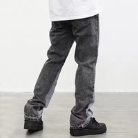 2025 haute qualité hommes coton jean décontracté noir gris Patchwork Vintage lavage personnalisé fusées Denim pantalon pour hommes