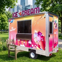 Remorque mobile en aluminium pour restauration rapide avec camion à glaces, snacks, pizzas, café, smoothies, churros, crêpes, four 220V