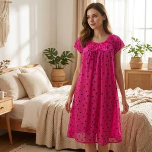 Nueva Llegada: Camisón <span class=keywords><strong>de</strong></span> Seda Helada con Estampado <span class=keywords><strong>de</strong></span> Corazones, Ligero y Transpirable para Mujer, Ideal para Otoño, Primavera y Verano - Product Image 1