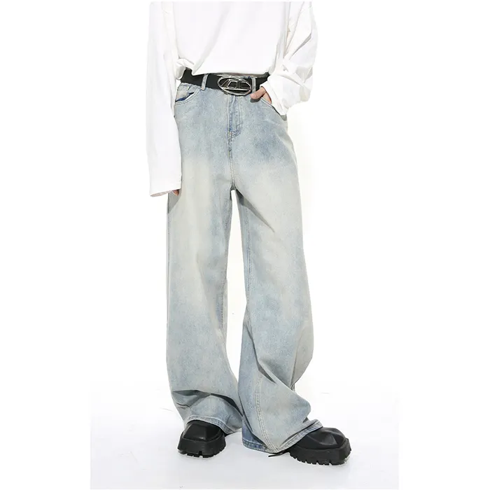 Neue individuelle lockere passform Denim-Hose stilvolle Vintage lockere gerade Baggy Denim-Hose weite Beine High Street Baggy Jeans für Herren