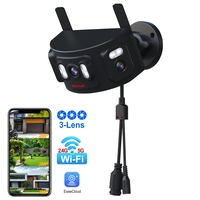 Caméras de sécurité domestiques sans fil Eseecloud APP 6MP à 3 objectifs réels, compatibles Wi-Fi 2.4G/5G pour une utilisation en maison intelligente, prise en charge de la connexion NVR