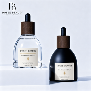 Flacon compte-gouttes carré en verre de luxe à base épaisse avec logo personnalisé, 30ml 50ml 100ml, fond transparent épaissi, flacon de sérum avec estampage doré - Product Image 1