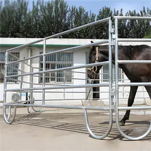 Cercas metálicas para caballos verdes para ganado de fácil montaje, panel de corral de alta calidad, galvanizado, recubierto de energía, patio de ganado soldado