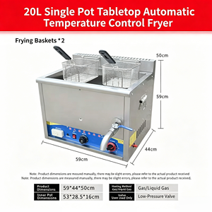 Friteuse à gaz thermostatée professionnelle 20L en acier inoxydable avec panier pour poulet frit, frites et snack-bars - Product Image 4