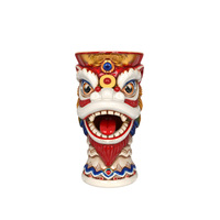 Mug Tiki en Céramique en Forme de Danse du Lion, Article de Bar de Haute Qualité pour les Connoisseurs de Cocktails et les Chercheurs de Cadeaux, Personnalisable