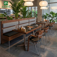 Canapé en bois de style américain pour café, chaise de salle à manger en métal pour restaurant commercial, ensemble de table à manger en marbre pour café et hôtel
