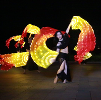1 paire de éventails lumineux LED de danse du ventre de 150 cm, voile lumineux, éventails à main, accessoires de scène pour la danse de louange et de la louange