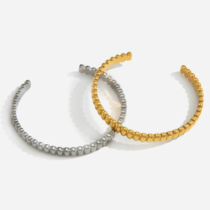 Stainless Steel Open Bangle Ball Shape Geometric Design Unisex Jewelry Yiwu Origin - Product Image 1