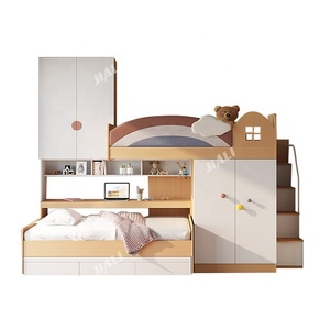 Set di Lusso per Cameretta da Bambina in Età Prescolare <span class=keywords><strong>con</strong></span> <span class=keywords><strong>Letto</strong></span> a Castello Doppio in Legno, Casetta Soppalcata, Contenitore e Armadio - Product Image 6