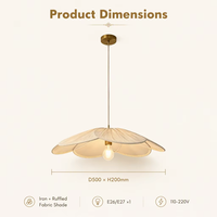 Luminaire suspendu beige de style français avec pampille en tissu, support en fer, douille E26 E27, hauteur réglable pour salle à manger