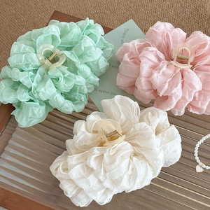 Grandes pinces à cheveux en dentelle <span class=keywords><strong>rose</strong></span> multicouches pour femmes et filles, vente en gros de pinces à cheveux en forme de papillon, <span class=keywords><strong>crabe</strong></span> et requin en maille - Product Image 3