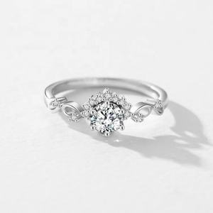 Benutzer definierte Classic Sterling Silber Verlobung sring Feine elegante Frauen vergoldet Versprechen Zirkonia Finger Trau ringe - Product Image 5