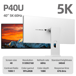 จอภาพ Kuycon P40U ตัวเครื่องอะลูมิเนียมทั้งหมด ขนาด 40 นิ้ว ความละเอียด 5k 5120*2160 60Hz อัตรารีเฟรชสูง จอแสดงผล LED อัลตร้าไวด์ - Product Image 2