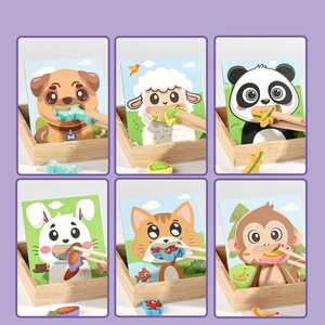 Jeu d'alimentation pour animaux Montessori Aliments assortis Puzzle Baguettes Cuillère Formation <span class=keywords><strong>Apprentissage</strong></span> Jouets éducatifs pour enfants Garçons Filles - Product Image 4