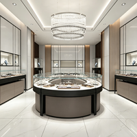 Design d'intérieur moderne pour bijouterie de luxe, vitrine de présentation de bijoux en verre sur mesure, solution complète pour la boutique