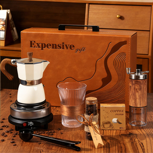 Juego de Regalo Premium de Cafetera <span class=keywords><strong>Moka</strong></span> de 5 Piezas con Taza de Vidrio, Logotipo Personalizado, Promoción Corporativa - Product Image 2