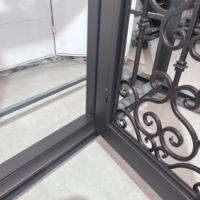 Puerta de Entrada Principal de Hierro Forjado de Doble Seguridad Personalizada para Casas y Villas, con Vidrio Templado Hueco, Diseño Moderno para Exteriores