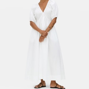 Vestidos de Verano Cómodos y Elegantes al por Mayor, Vestidos Casuales de Playa con Cuello en V de Algodón y Lino, Vestidos Holgados y Modestos para Damas - Product Image 2
