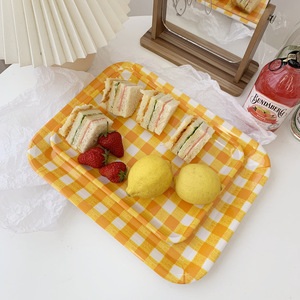 Solhui Jaune <span class=keywords><strong>Treillis</strong></span> Plateau <span class=keywords><strong>Rectangulaire</strong></span> Dîner En Mélamine Plateau de Service Assiettes À Gâteau - Product Image 5
