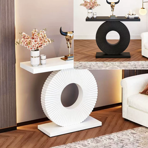 Table <span class=keywords><strong>console</strong></span> blanche VEGA au design géométrique moderne et élégant <span class=keywords><strong>en</strong></span> métal pour le salon - Product Image 3