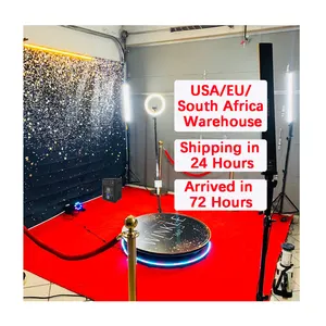 360 Photo Booth With Case Usa Warehouse Automatic 360 Photo Booth Video Rotating Machine Strip Led Lights For 360 Photo Booth