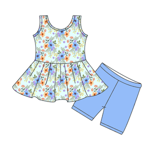 Nouvelle <span class=keywords><strong>tenue</strong></span> décontractée pour enfants à la mode : ensemble haut sans manches à volants et short pour bébés filles, ensemble en tissu de soie de lait - Product Image 5