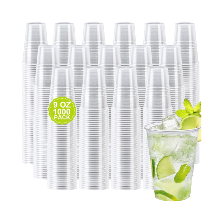 1000 Pack 9 oz Clear Disposable Cups Small Bulk Plastic Cups for Cold ...