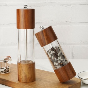 Molinillo de pimienta negra de acacia, Manual molinillo de sal, botella de molienda de condimentos de acero inoxidable - Product Image 1