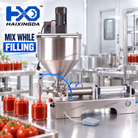 Machine de remplissage pneumatique de pâtes avec trémie mélangeuse, remplisseur à piston monotête pour miel, sauces, crèmes, lotions, shampoings et pots