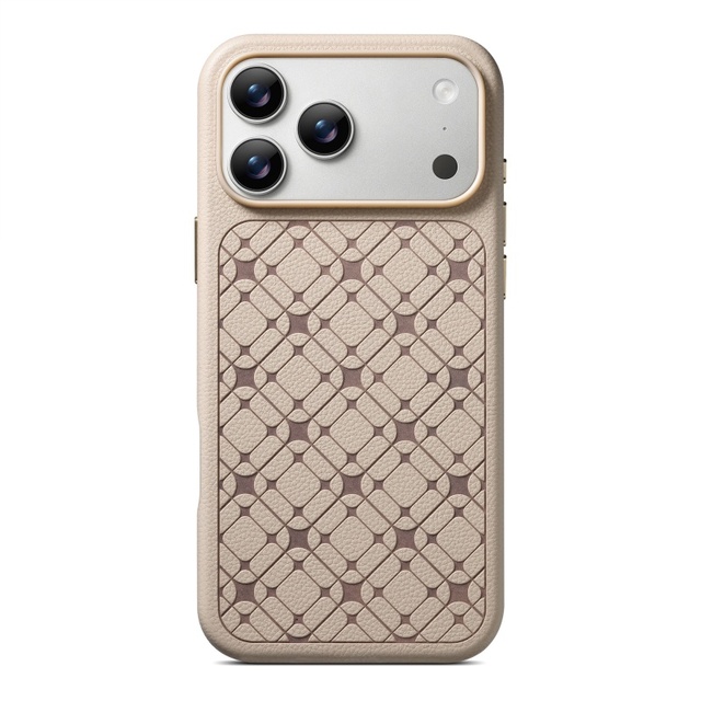 Luxury Plaid PU Leather Phone Case for iPhone 17 15 16 Pro Max With Metal Lndependent Buttons Shockproof Protective Back Cover