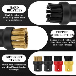 Cabezal de cepillo de nailon con 4 accesorios de latón, repuesto de mopa para superficies duras, compatible con <span class=keywords><strong>Karcher</strong></span> SC1-7 - Product Image 3