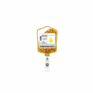 Acrylique Quicksand Glitter Blood Bad Boucle facile à tirer, rotation facile à tirer Docteur Infirmières Badge rétractable Scroll ID Card - Product Image 5