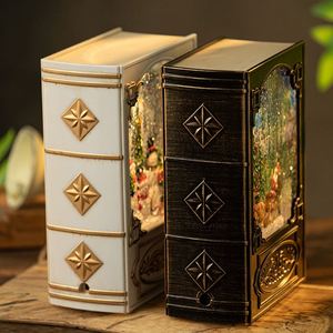 Nouveau livre de Noël magique vintage avec lumières LED et musique scintillante pour la décoration de fêtes à domicile ou de scènes de Noël avec le Père Noël - Product Image 3