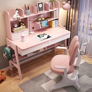 Multi-funcional Solid Wood Home Longo Estudo Office Desk <span class=keywords><strong>Chair</strong></span> <span class=keywords><strong>Set</strong></span> Com Prateleira Cadeira de Mesa para Computador Duplo para Crianças - Product Image 1