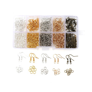 Kit d'accessoires de fabrication de bijoux collier chaîne boucle d'oreille crochets épingles à tête anneaux de saut fermoir de homard ensemble de résultats de bijoux à bricoler soi-même fournitures - Product Image 2