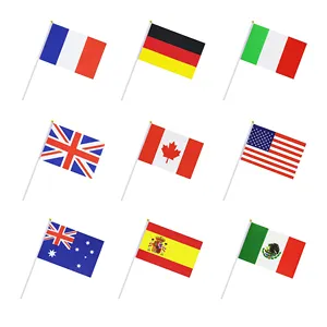 Wholesale All Countries International Waving Stick Flag Festival Celebrations Sports Events Hand Held Mini Flag