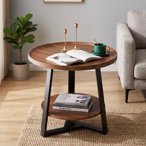 Table basse nordique en métal antique, écologique, simple, petite, ronde, moderne, pour salon - Product Image 4