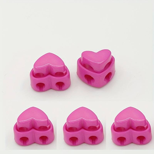 5 unidades/bolsa Tapas de aguja de plástico con diseño de corazón, de doble orificio y <span class=keywords><strong>resorte</strong></span>, ecológicas, duraderas y coloridas para tejer - Product Image 6