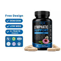 Capsules de soutien lymphatique en gros, supplément de drainage à base de plantes, emballage personnalisé, faible MOQ, approvisionnement direct usine OEM