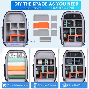 <span class=keywords><strong>Mochila</strong></span> <span class=keywords><strong>para</strong></span> Cámara de Gran Capacidad, Portátil, Ligera, Ecológica, Impermeable y Resistente a Impactos <span class=keywords><strong>para</strong></span> Cámaras DSLR y sin Espejo, <span class=keywords><strong>para</strong></span> Viajes al Aire Libre - Product Image 3