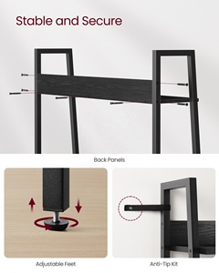 Estante de escalera <span class=keywords><strong>VASAGLE</strong></span> para el hogar, oficina, sala de estar, dormitorio, cocina, estantes de libros, estante de almacenamiento con marco de Metal - Product Image 4