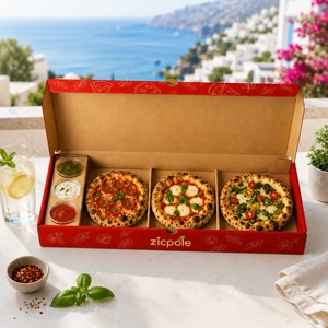 Zicpole - Juego de 3 Cajas de Papel para Mini Pizzas con 3 Compartimentos y Ranura para Salsas, para Comida para Llevar - Product Image 4