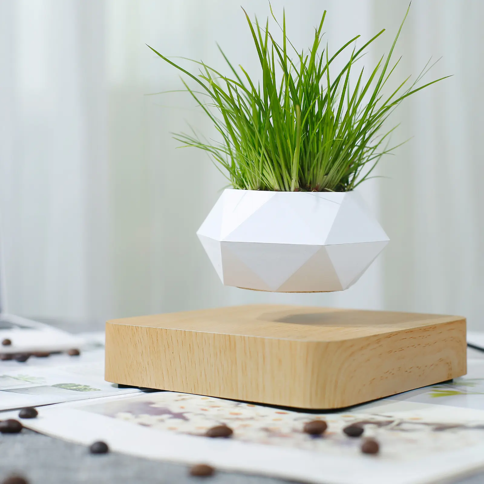 Pot magnétique flottante en tissu, sans danger, à bonsaï, fausses plantes, pour décorer la maison, jardin