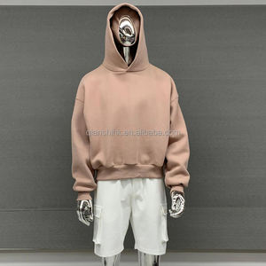 เสื้อมีฮู้ดเสื้อครอปแบบมีฮู้ดสำหรับทั้งชายและหญิงผ้าฟลีซเทอร์รี่ลายกราฟิกโอเวอร์ไซส์ไม่มีลาย420 GSM - Product Image 2