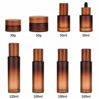 YAN Packaging – Flacon pompe en verre ambré dépoli de haute qualité, vide, 30g, 50g, 100ml, pour lotion, et pot de crème de nuit avec bouchon en bambou