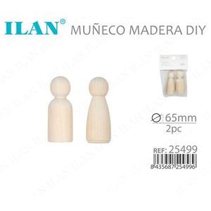 Set di Marionette in Legno Ilan 65mm Giocattolo Fai-da-Te Maschio e Femmina 2 Pezzi - Product Image 3