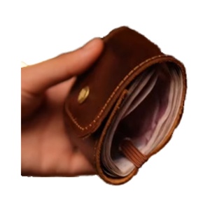 Boshiho Custom Logo Anti-Theft Slim <b>RFID</b> <b>Blocking</b> Genuine Leather Credit Card <b>Wallet</b> Multi-Function Vintage Thread Pattern Front - Product Image 6