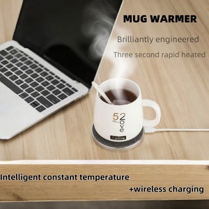 55 Degree Smart Self Heated <b>Ceramic</b> <b>Cup</b> Warmer Ultra Safe Mug With 2 in 1 15W Wireless Phone Charger Heated coaster Gift Set - Product Image 6