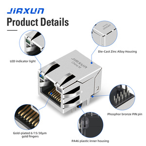 Connettore <span class=keywords><strong>RJ45</strong></span> Femmina Integrato con 100/1000/2.5G/5G/10G Base-T Magnetico Multiporta <span class=keywords><strong>RJ45</strong></span> MagJack con USB <span class=keywords><strong>SMT</strong></span> Verticale <span class=keywords><strong>RJ45</strong></span> - Product Image 2
